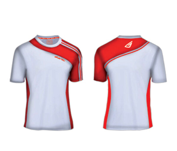 Wholesale White and Crimson Sports Shirt Manufacturer