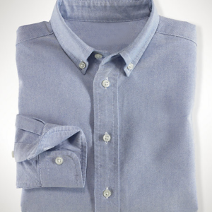 Blue Solid Cotton Oxford Shirt