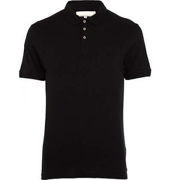 Black Round Hem Polo Shirt Supplier