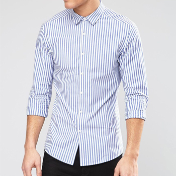 Blue and white pinstripe hot sale shirt