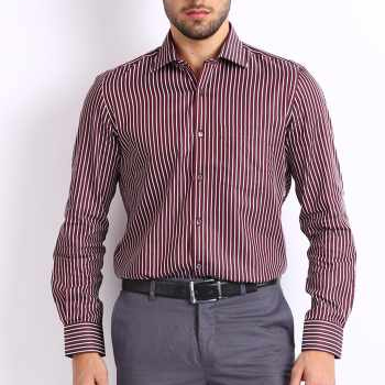 Wholesale Maroon and White Micro Stripe Shirt Manufacturer