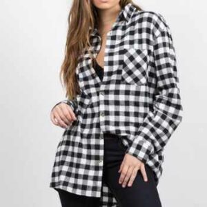 Black & White Checked Flannel Shirt