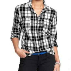 Black Checked Slim Fit Flannel Shirt
