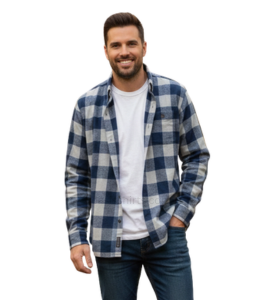 Custom Blue And White Plaid Shirt
