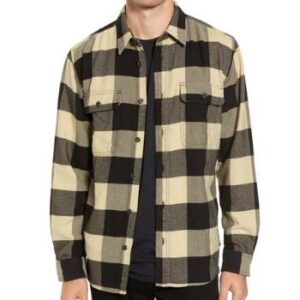 Cream and Black Checked Flannel Shirt