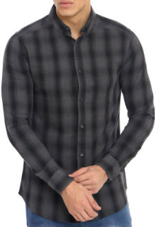 Wholesale Grey & Black Slim-fit Check Shirt