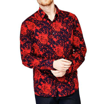 red and black print shirt