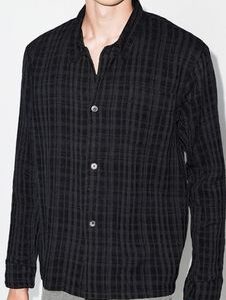 Wholesale Slim-fit Black Check Cotton Shirt