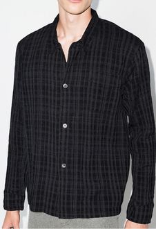Wholesale Slim-fit Black Check Cotton Shirt