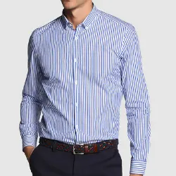wholesale slim fit striped shirt in blue