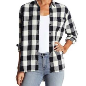 White with Black Checks Flannel Shirt
