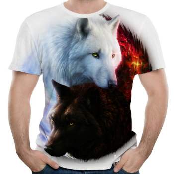 wholesale white wolf 3d t-shirt