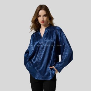 blue leopard printed womens shirt vendor