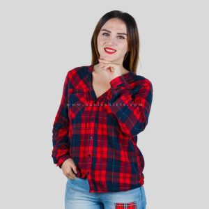 red check womens plus size shirts wholesaler