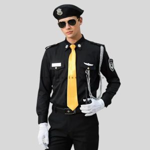 black security uniform shirt with cap vendor