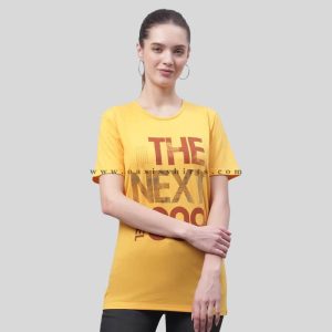 yellow text printed t shirt manufacturer