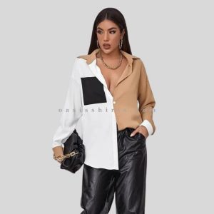 color block womens chiffon shirt vendor