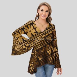mustard & coffee printed chiffon top supplier