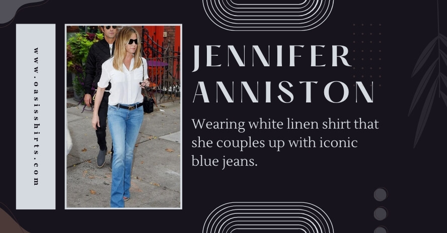 Jennifer Anniston in White Linen Shirt Jennifer Anniston in white linen shirt