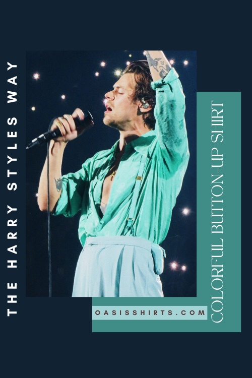 Harry Styles-inspired mint green button-up shirt outfit Harry Styles-inspired mint green button-up shirt outfit