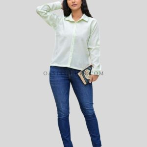 mint green button-up shirt supplier