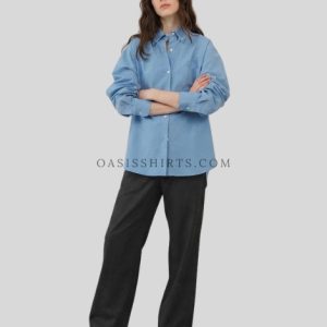 oversized blue button-up shirt supplier