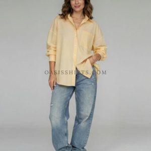 oversized butter-yellow shirt with baggy light-wash jeans supplier