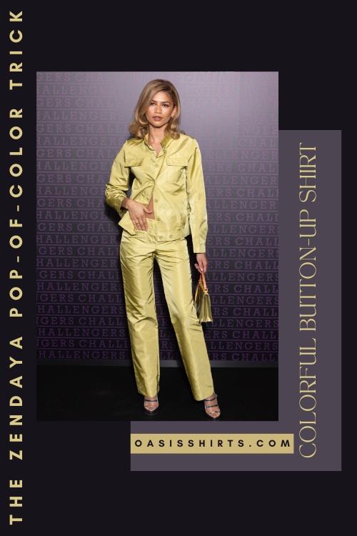 Zendaya-inspired pistachio green button-up shirt outfit Zendaya-inspired pistachio green button-up shirt outfit