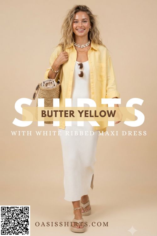 Butter yellow shirt over maxi dress Butter yellow shirt over maxi dress