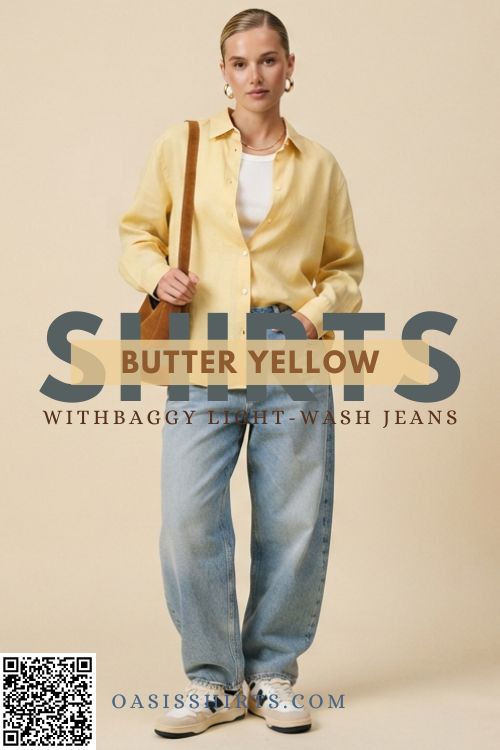 Butter yellow shirt and baggy jeans Butter yellow shirt and baggy jeans