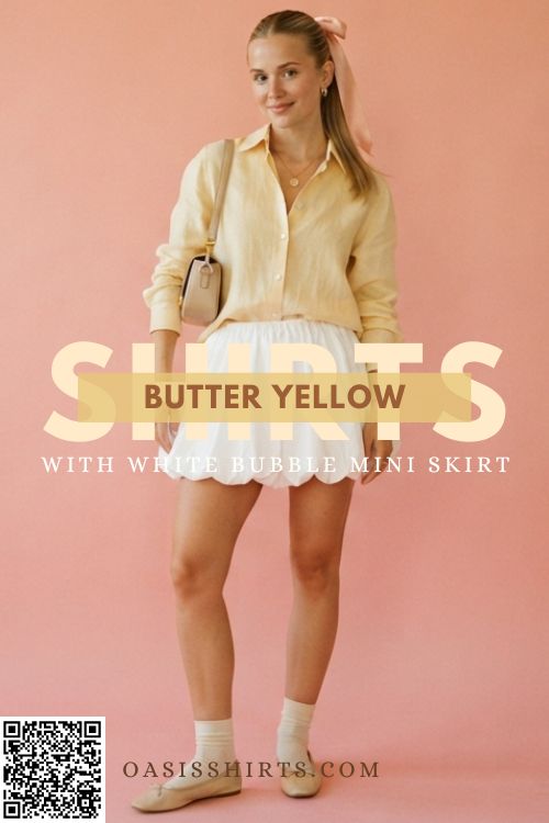 Butter yellow shirt and bubble skirt Butter yellow shirt and bubble skirt