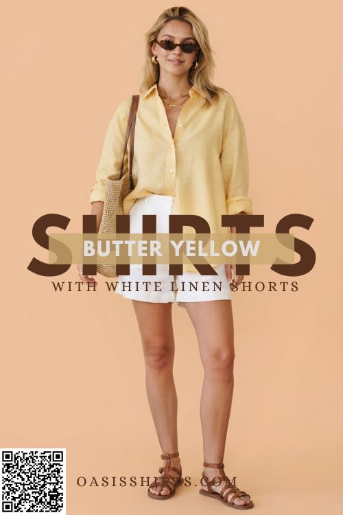 Butter yellow shirt with linen shorts Butter yellow shirt with linen shorts