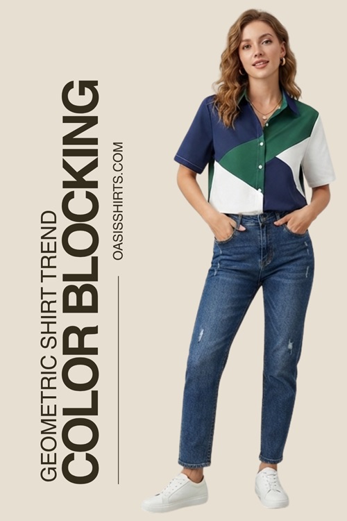 Styling color-blocked shirts for fashion displays Styling color-blocked shirts for fashion displays