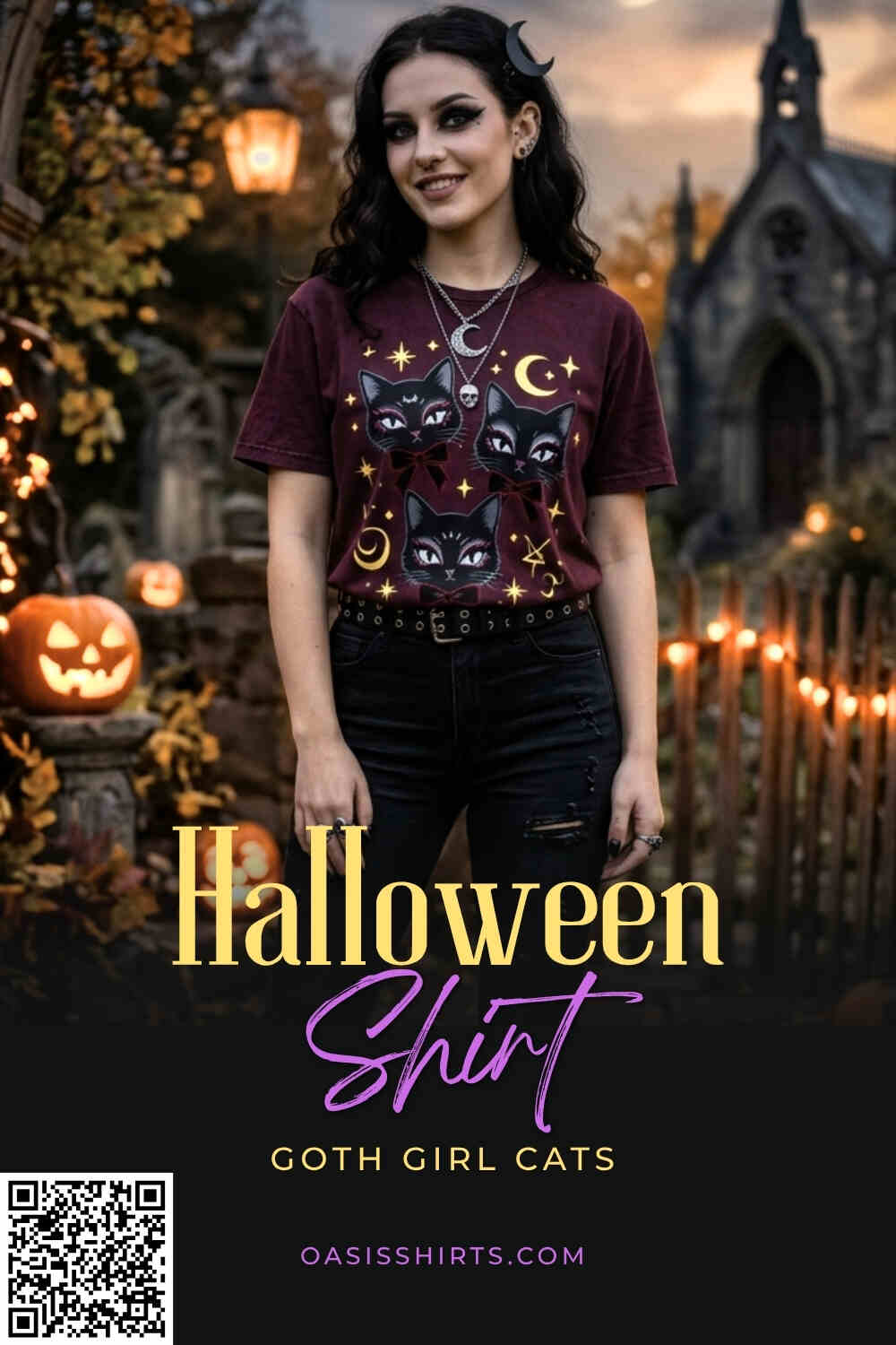 Gothic cat graphic tee Gothic cat graphic tee